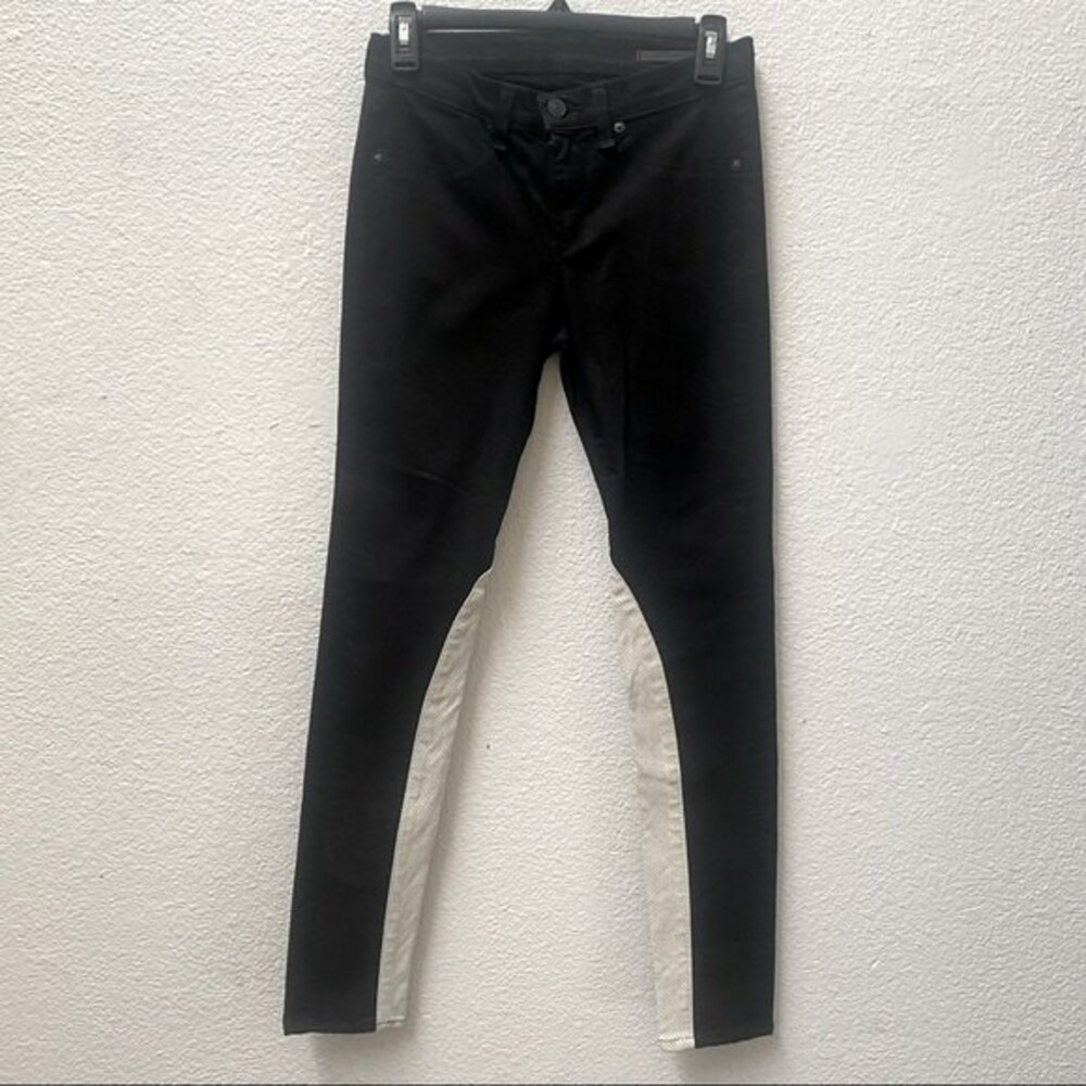 RAG & BONE Black Cream Lamb Leather Jodhpur Skinny Jeans Size 2
